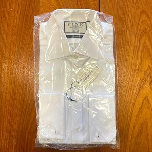 Thomas Pink Dress Shirt 16 34.5 Slim Fit